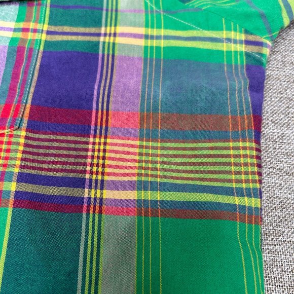 Ralph Lauren Button Down Shirt Men's L Green Colorful Plaid Preppy Casual - Picture 14 of 14